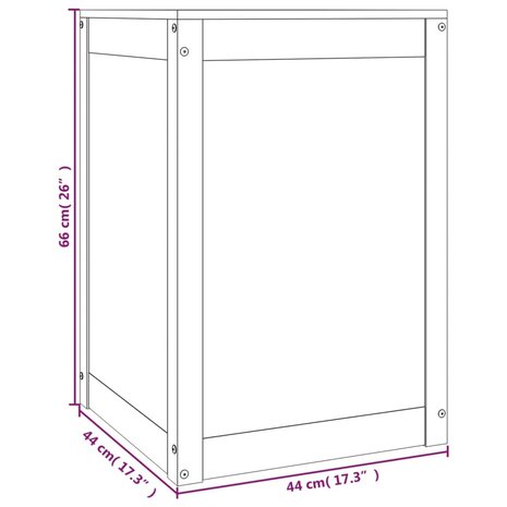 Wasmand 44x44x66 cm massief grenenhout wit 10