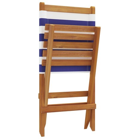 Tuinstoelen 2 st massief acaciahout en stof blauw en wit 8