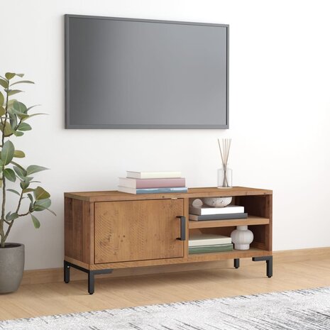 Tv-meubel 90x30x40 cm massief grenenhout bruin 1