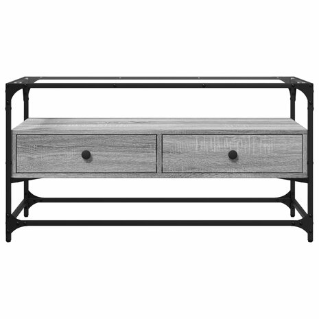 Tv-meubel met glazen blad 98x35x51 cm bewerkt hout grijs sonoma 4