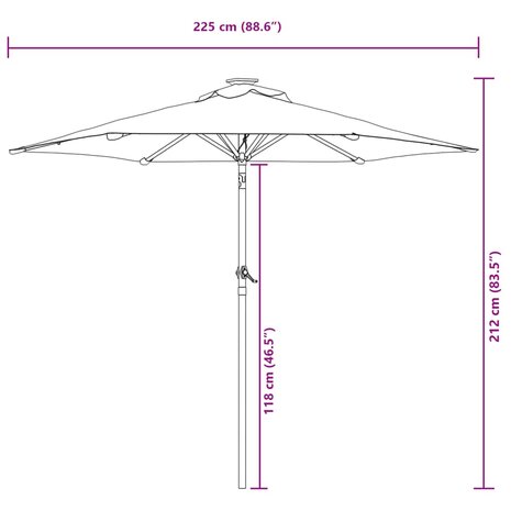 Parasol met stalen paal 225x225x212 cm terracottakleurig 12