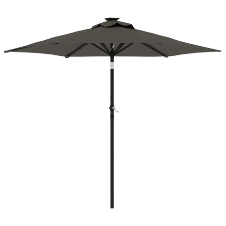 Parasol met LED&apos;s en stalen paal 225x225x212cm antracietkleurig 2