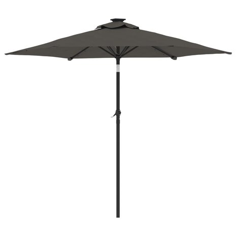 Parasol met LED&apos;s en stalen paal 225x225x212cm antracietkleurig 6