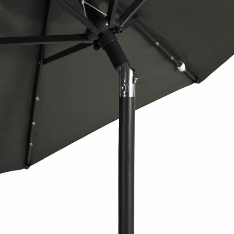 Parasol met LED&apos;s en stalen paal 225x225x212cm antracietkleurig 9