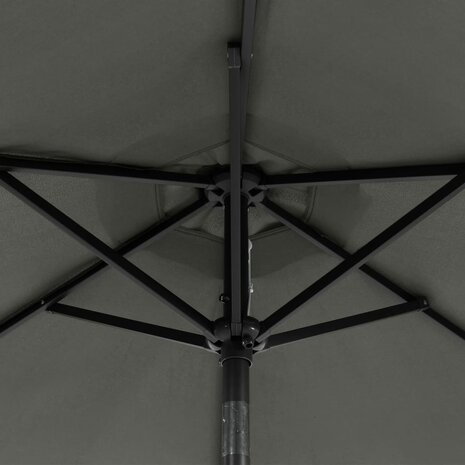 Parasol met LED&apos;s en stalen paal 225x225x212cm antracietkleurig 12