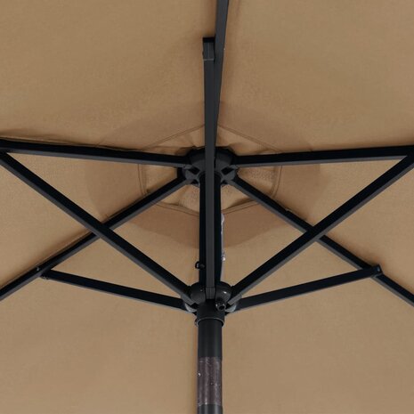 Parasol met LED&apos;s en stalen paal 225x225x212 cm taupe 12