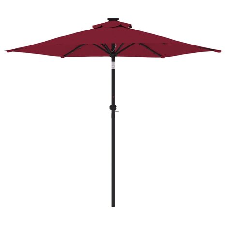 Parasol met LED&apos;s en stalen paal 225x225x212 cm bordeauxrood 5