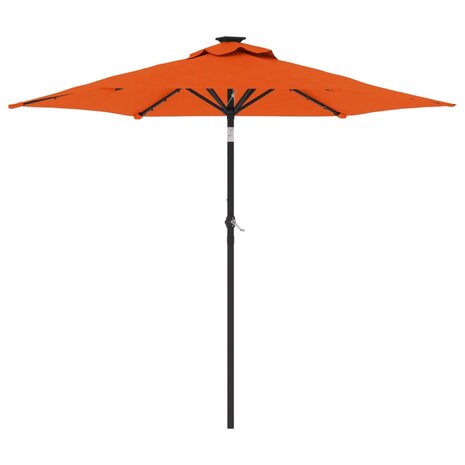 Parasol met LED&apos;s en stalen paal 225x225x212 cm terracotta 2