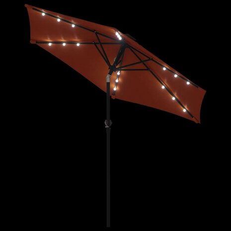 Parasol met LED&apos;s en stalen paal 225x225x212 cm terracotta 8