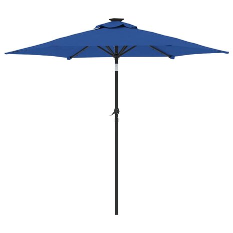 Parasol met LED&apos;s en stalen paal 225x225x212 cm azuurblauw 6