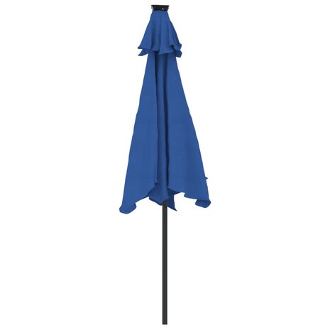 Parasol met LED&apos;s en stalen paal 225x225x212 cm azuurblauw 7