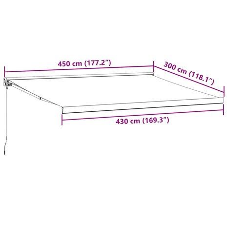 Luifel handmatig uittrekbaar 450x300 cm bordeauxrood 8