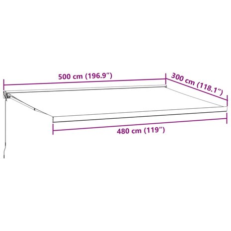 Luifel handmatig uittrekbaar 500x300 cm bordeauxrood 9