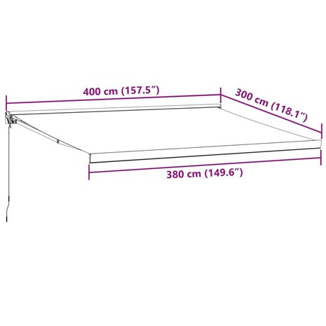 Luifel handmatig uittrekbaar 400x300 cm bruin 9