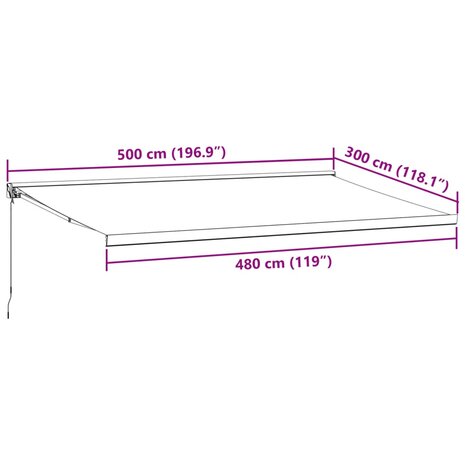 Luifel handmatig uittrekbaar 500x300 cm bruin 9