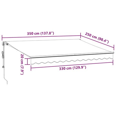 Luifel automatisch uittrekbaar met LED 350x250 cm bordeauxrood 12