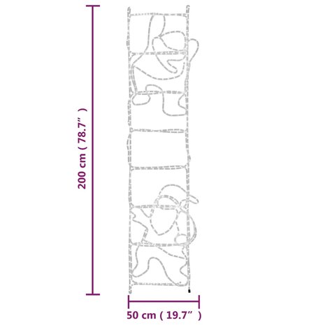 Kerstfiguur kerstman op ladder opvouwbaar 552 LED&apos;s 50x200 cm 6