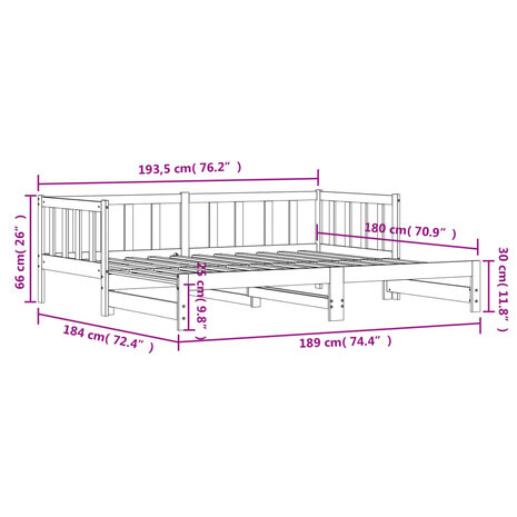 Slaapbank met onderschuifbed 90x190 cm massief grenenhout 11