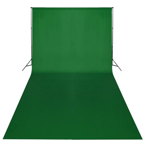 Studioset met groene achtergrond en lampen 600x300 cm  2