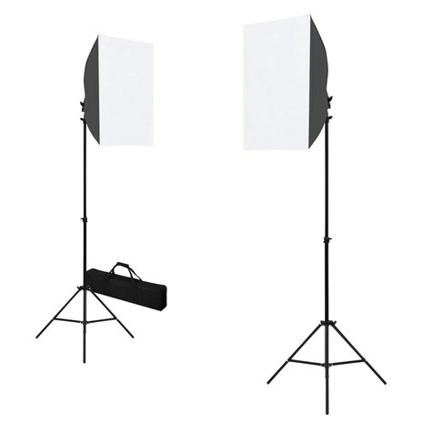 Fotostudioset met softboxlampen en achtergrond 2