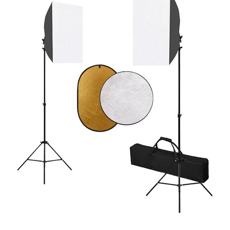 Fotostudioset met softboxlampen en reflector 1