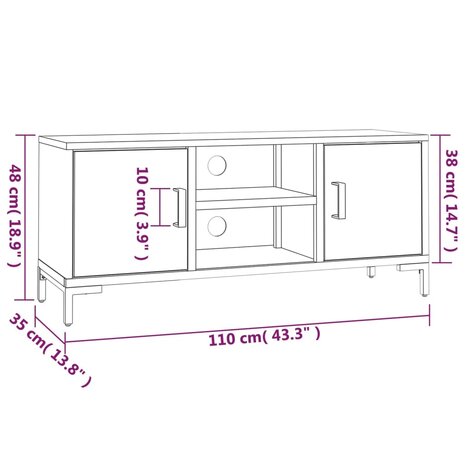 Tv-meubel 110x35x48 cm massief grenenhout bruin 8