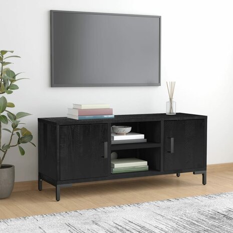 Tv-meubel 110x35x48 cm massief grenenhout zwart 1