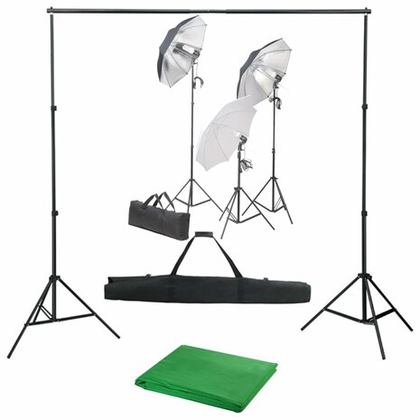 Fotostudioset met verlichtingsset en achtergrond 1