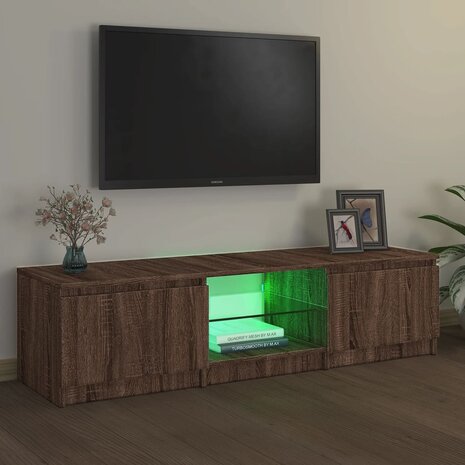 Tv-meubel met LED-verlichting 140x40x35,5 cm bruin eikenkleur 4