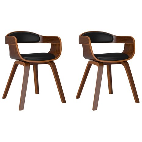 Eetkamerstoelen 2 st gebogen hout en kunstleer zwart 2