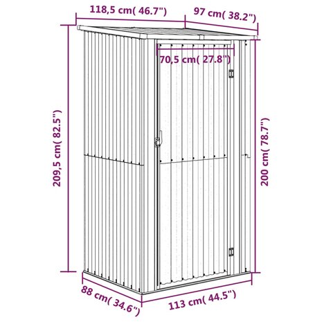 Tuinschuur 118,5x97x209,5 cm gegalvaniseerd staal antraciet 8