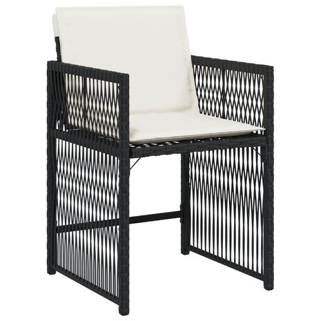 Tuinstoelen 4 st met kussens poly rattan zwart 4