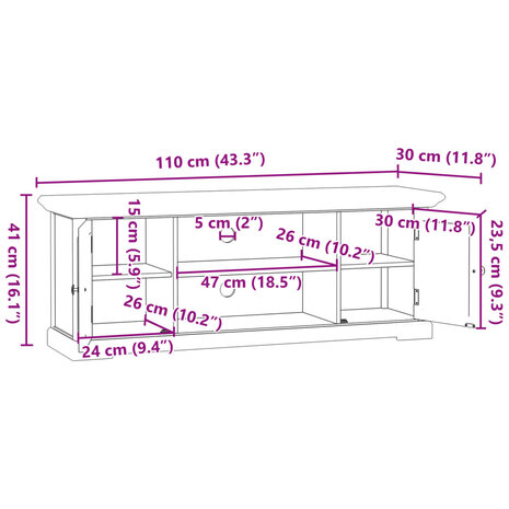 Tv-meubel 110x30x41 cm bewerkt hout wit 10