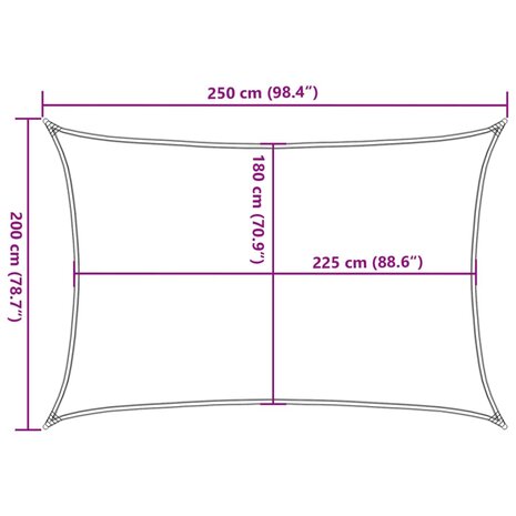 Zonnezeil 160 g/m² rechthoekig 2x2,5 m HDPE lichtgrijs 10