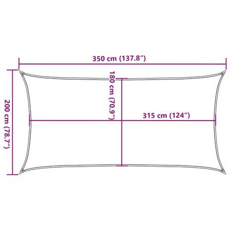 Zonnezeil rechthoekig 160 g/m² 2x3,5 m HDPE lichtgrijs 10