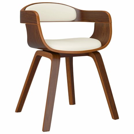 Eetkamerstoelen 2 st gebogen hout en kunstleer crèmekleurig 3