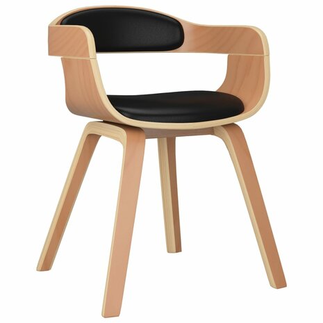 Eetkamerstoelen 2 st gebogen hout en kunstleer zwart 3