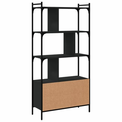 Boekenkast met deuren 76,5x30x154,5 cm bewerkt hout zwart 7