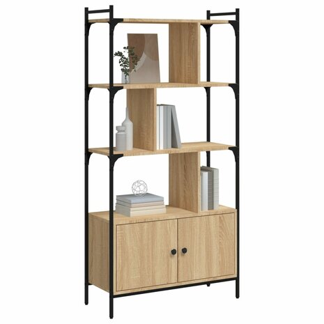 Boekenkast met deuren 76,5x30x154,5 cm hout sonoma eikenkleurig 3