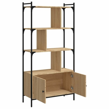 Boekenkast met deuren 76,5x30x154,5 cm hout sonoma eikenkleurig 4