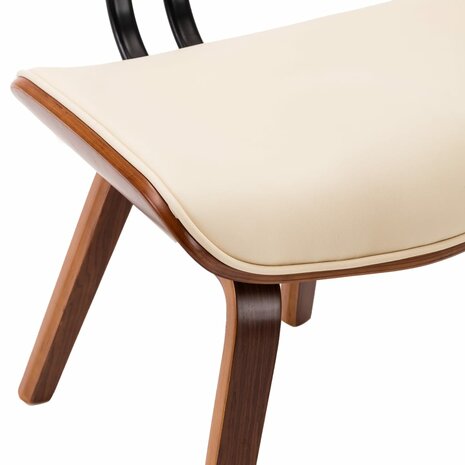 Eetkamerstoelen 4 st gebogen hout en kunstleer crèmekleurig 7