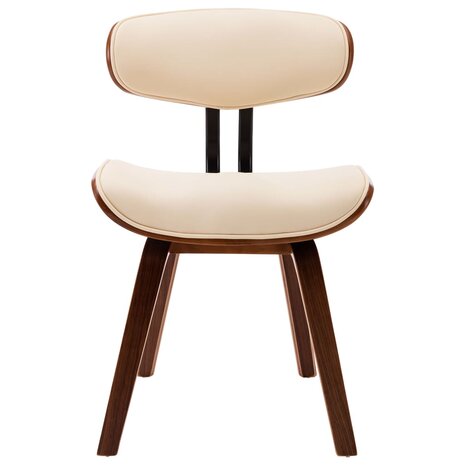 Eetkamerstoelen 6 st gebogen hout en kunstleer crème 4