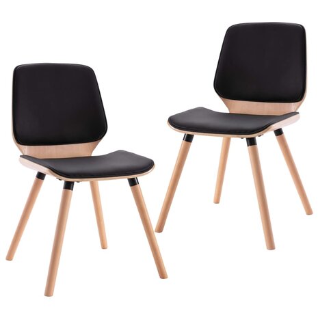 Eetkamerstoelen 2 st kunstleer zwart 2