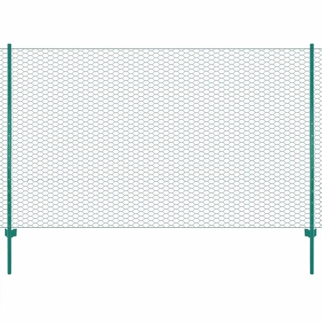 Draadgaashek met palen 25x1,5 m staal groen 1