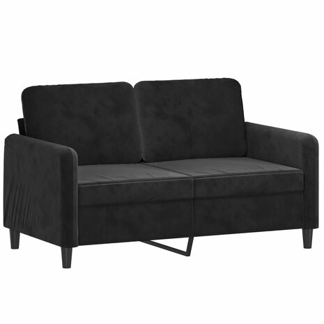 3-delige Loungeset met kussens fluweel zwart 3