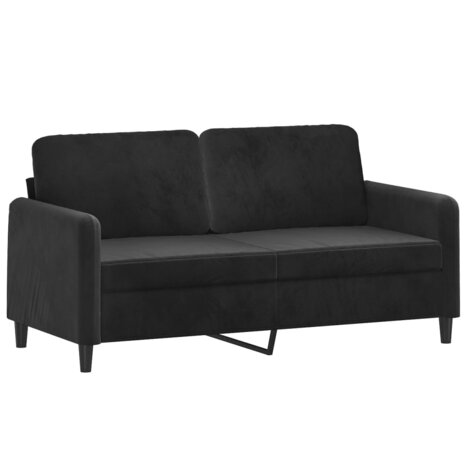 3-delige Loungeset met kussens fluweel zwart 4