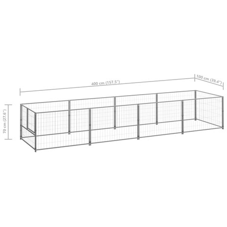 Hondenkennel 4 m² staal zilverkleurig 6