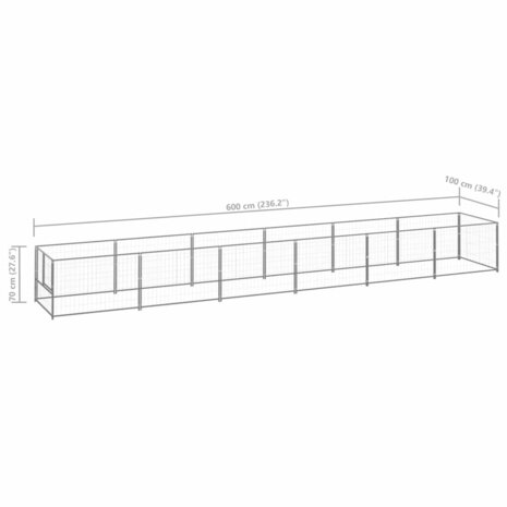 Hondenkennel 6 m² staal zilverkleurig 6