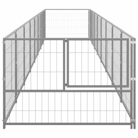 Hondenkennel 8 m² staal zilverkleurig 3