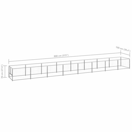 Hondenkennel 8 m² staal zilverkleurig 6